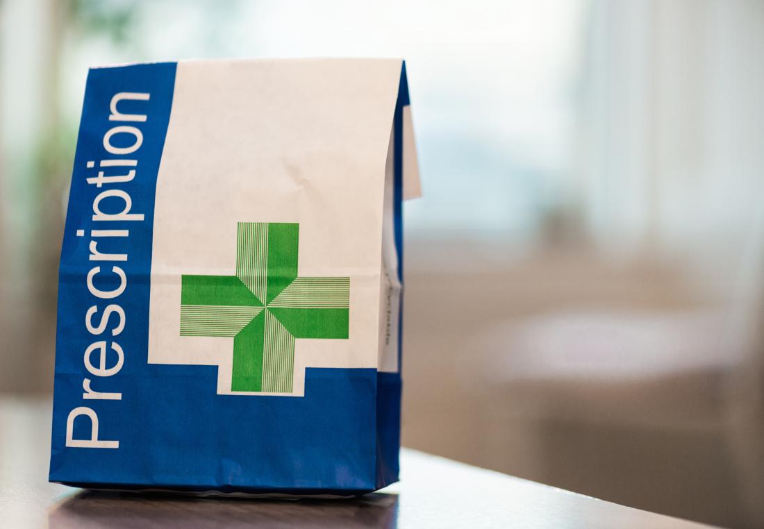 Prescription drugs in a prescription bag