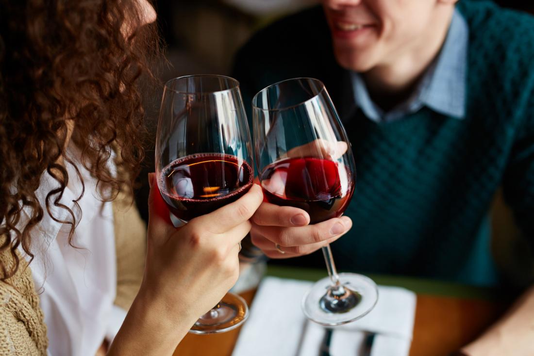 couple drinking red wine