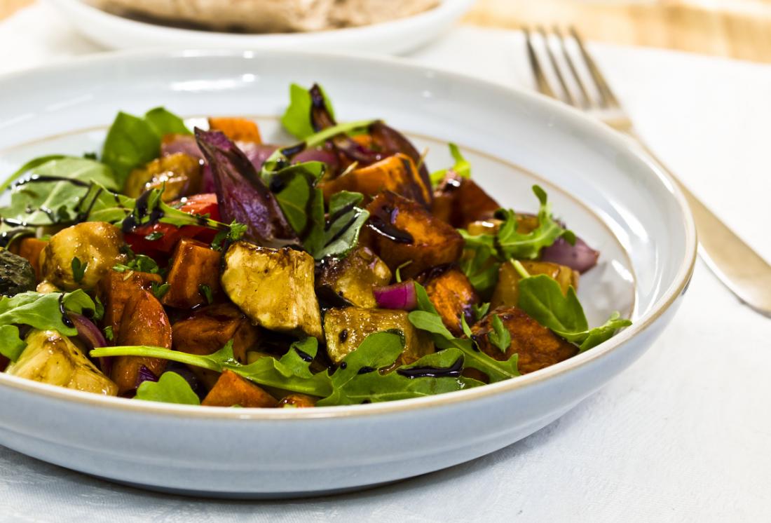 Healthy salad with aubergine