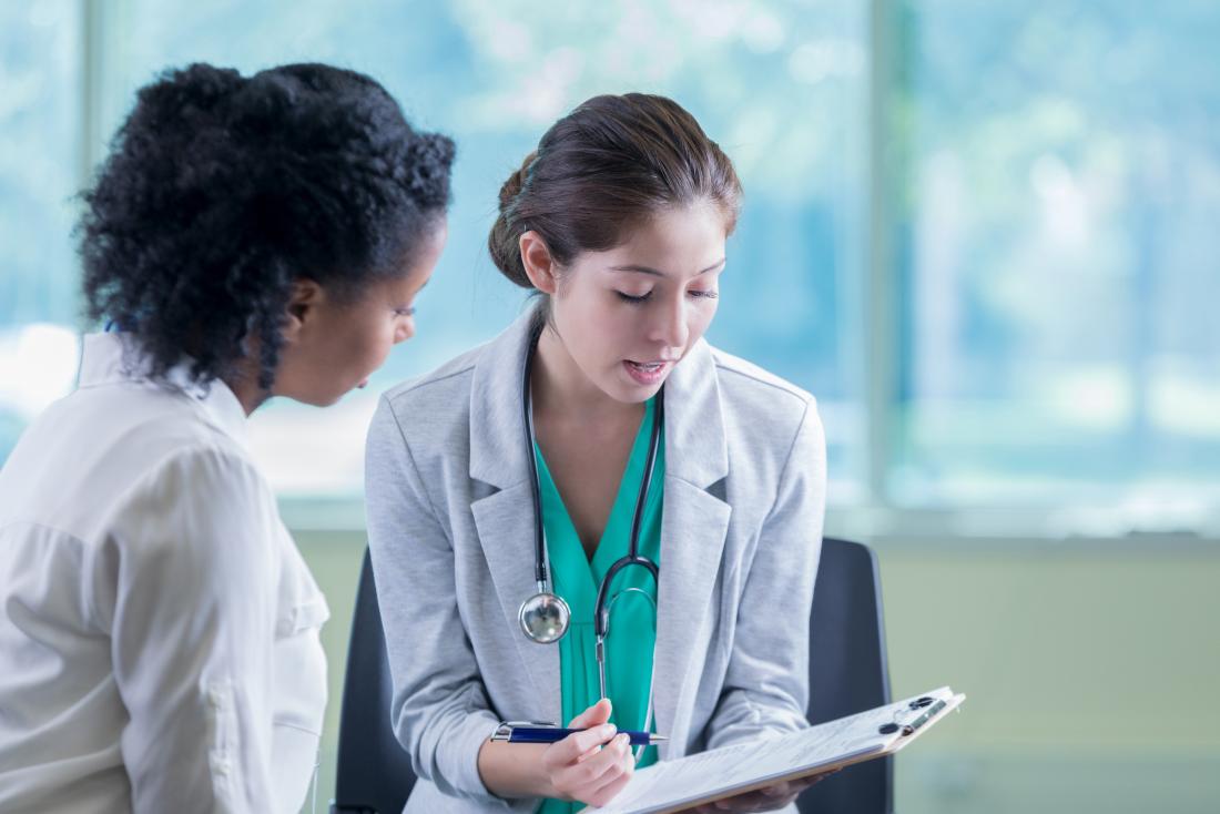 Female doctor and patient.