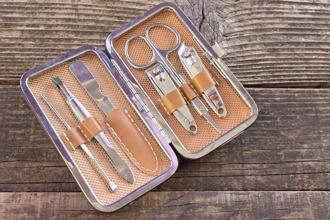 Manicure set included nail scissors, clippers, and files.
