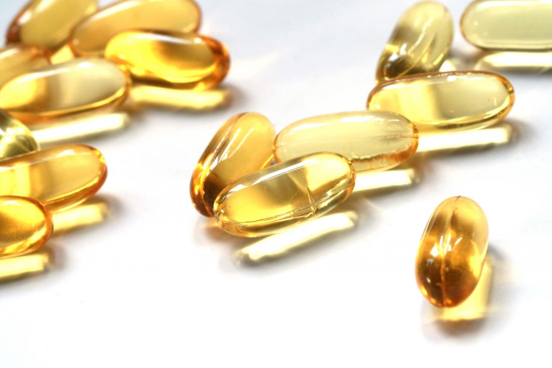 Oil supplement vitamin capsules.