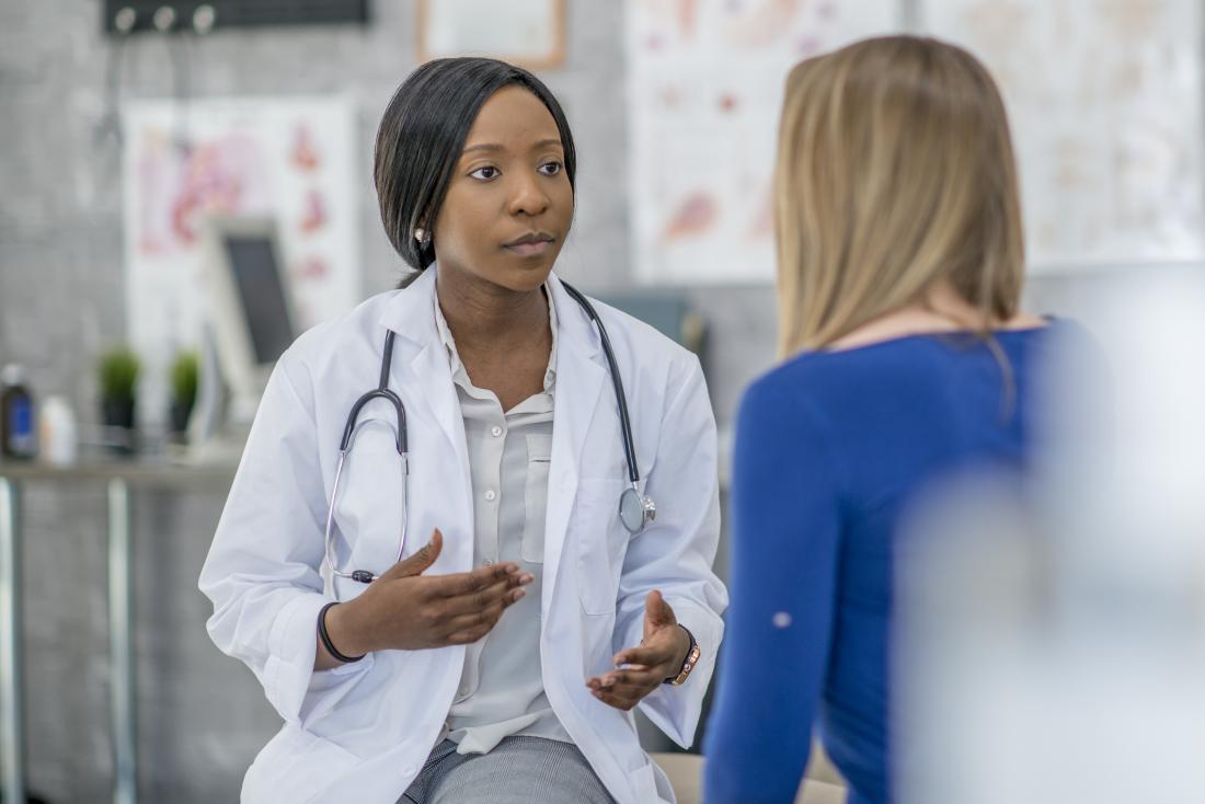 Doctor explaining something to patient.