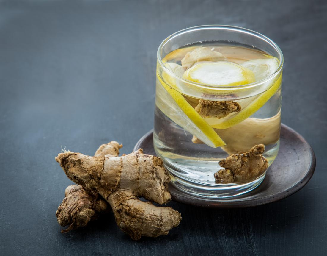 Warm lemon shop and ginger water