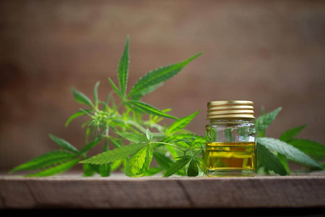 marijuana leaf and cannabis oil