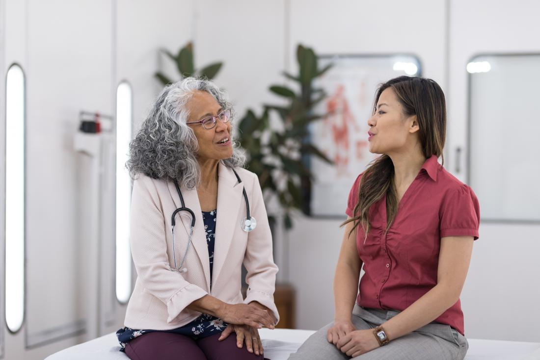 Female patient in doctors office
