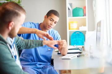 discolored skin patches doctor assessment