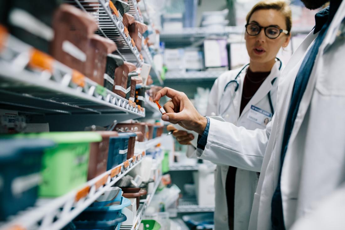 Pharmacist picking out medication