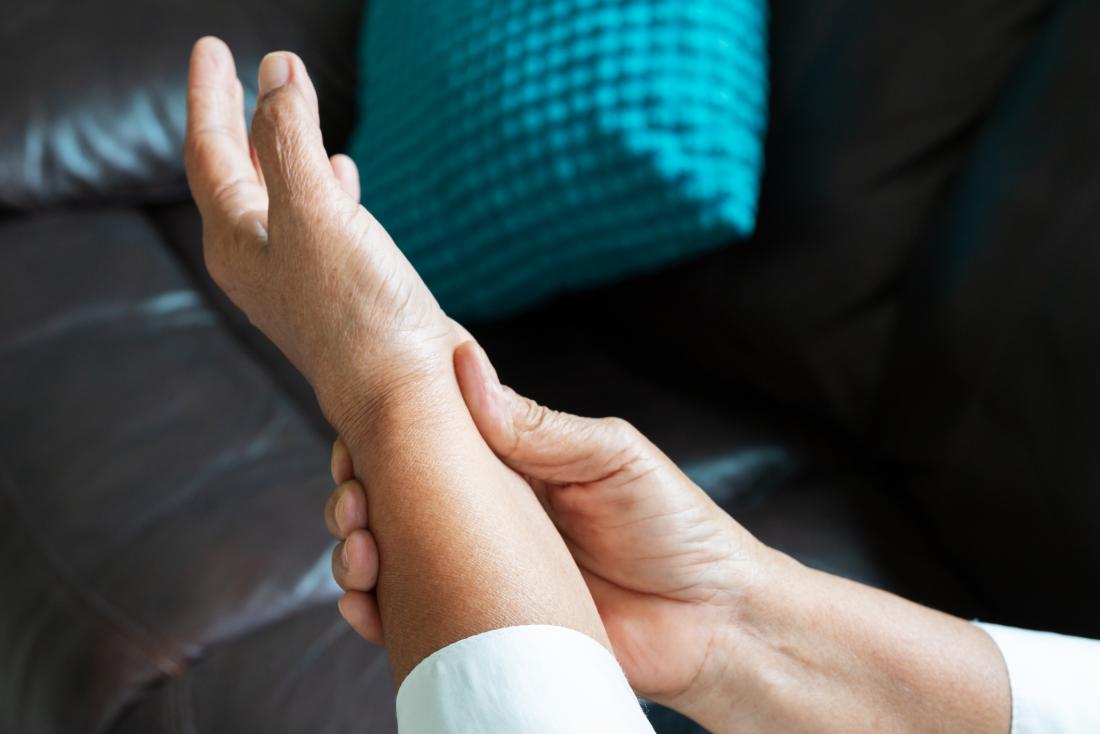 person holding wrist due to autoimmune arthritis