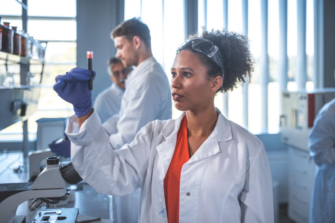 scientist analyzing blood sample