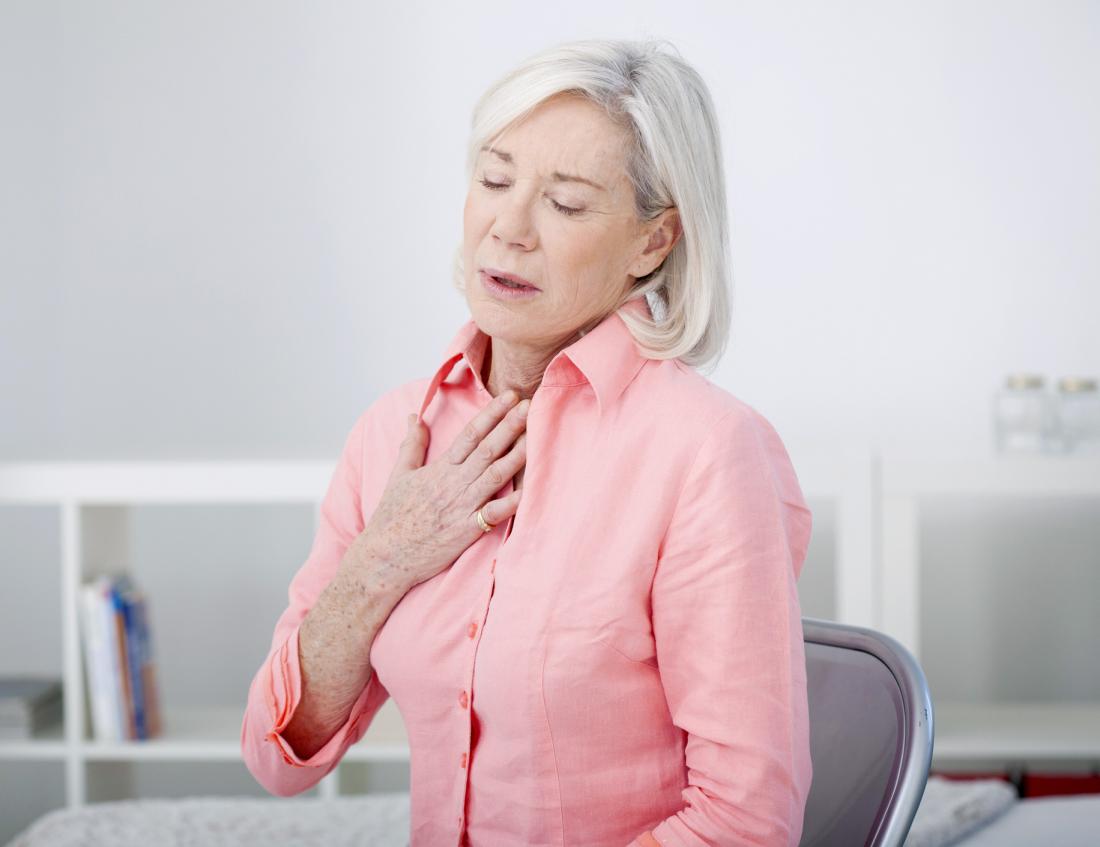 woman with breathing problems