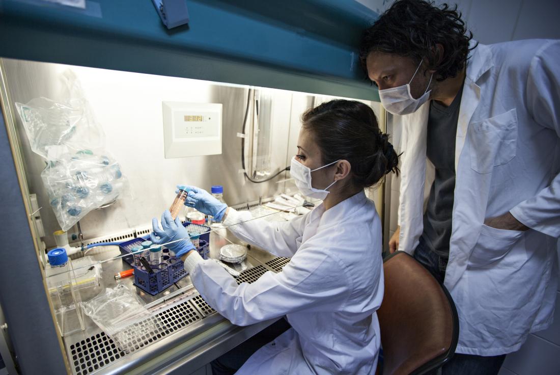 Woman and man in laboratory