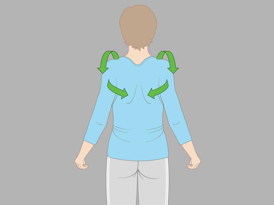 Shoulder rolls stretch or exercise. Image credit: Cancer Research UK, 2004