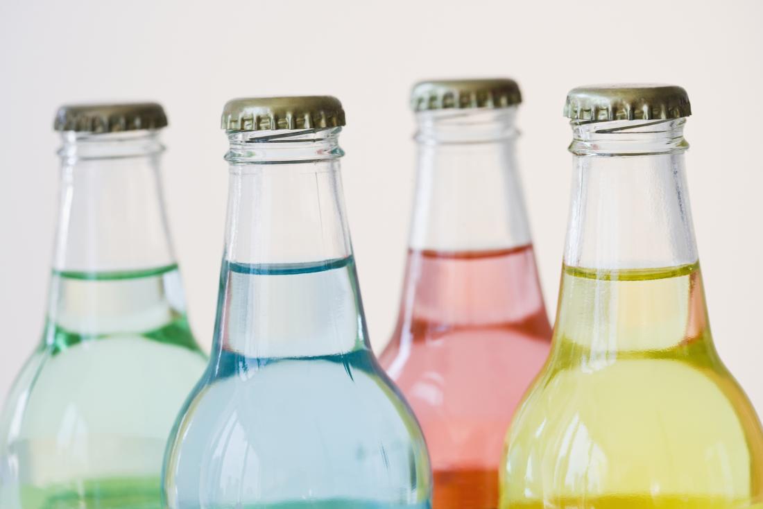 bottles with colorful drinks