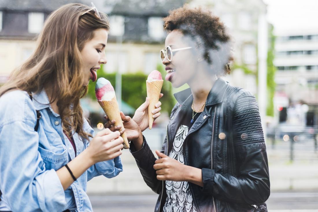 two women eating icecream