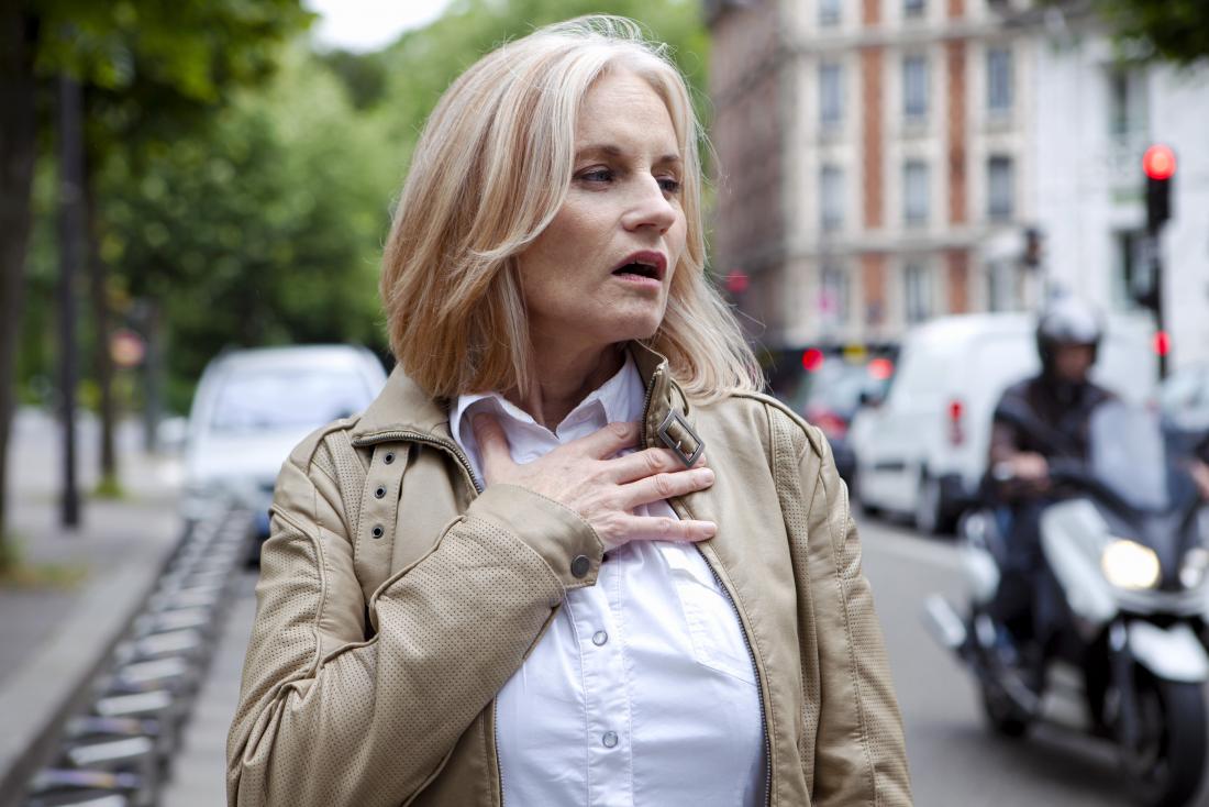 lady experiencing shortness of breath