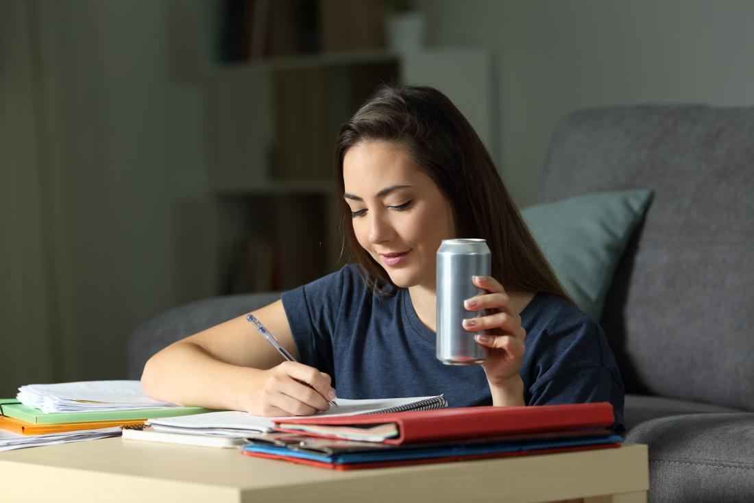 Student with energy drink