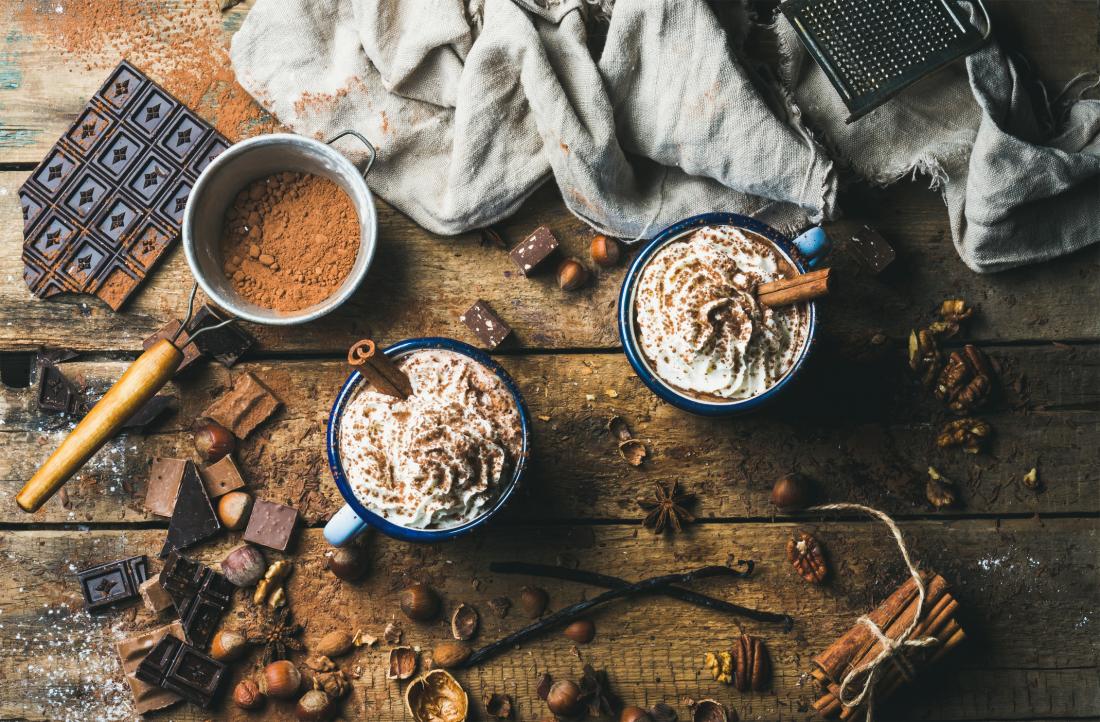 hot chocolate and other foods with cocoa