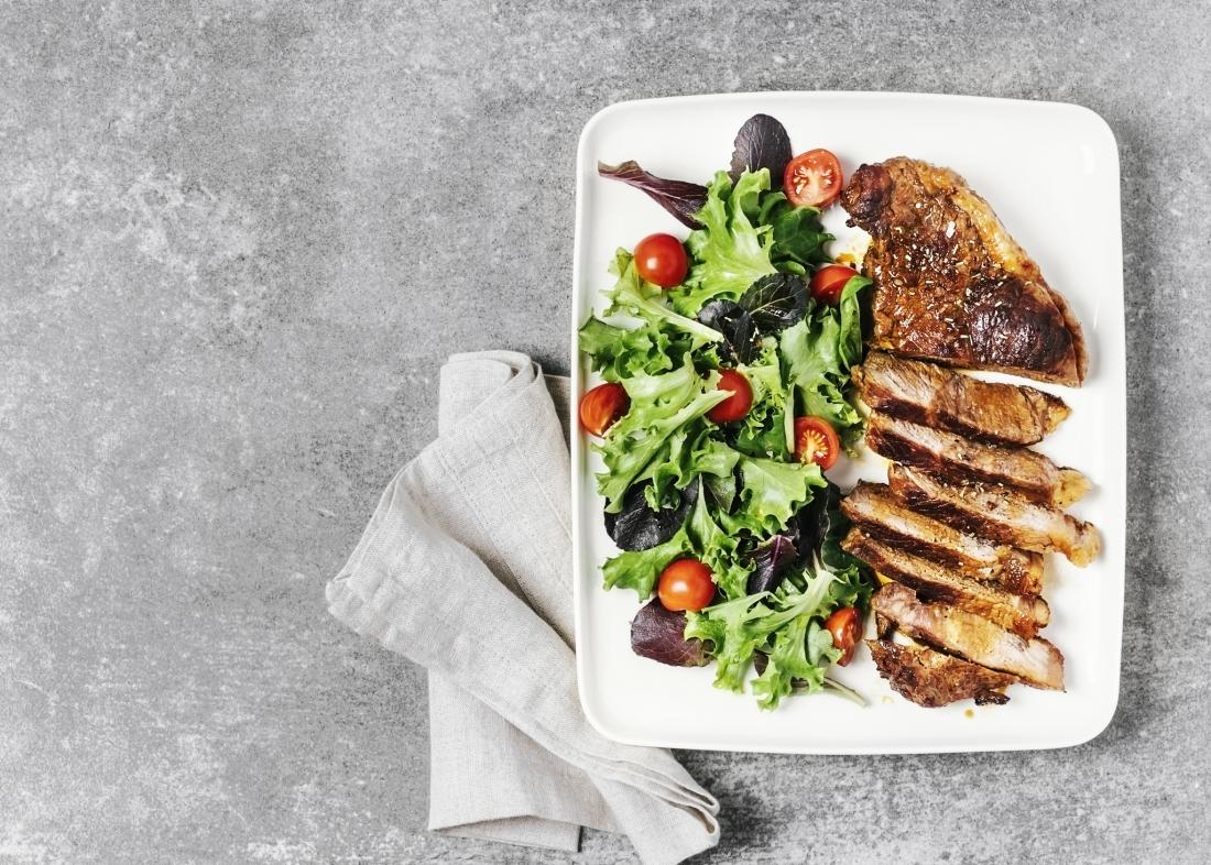 image of steak and salad