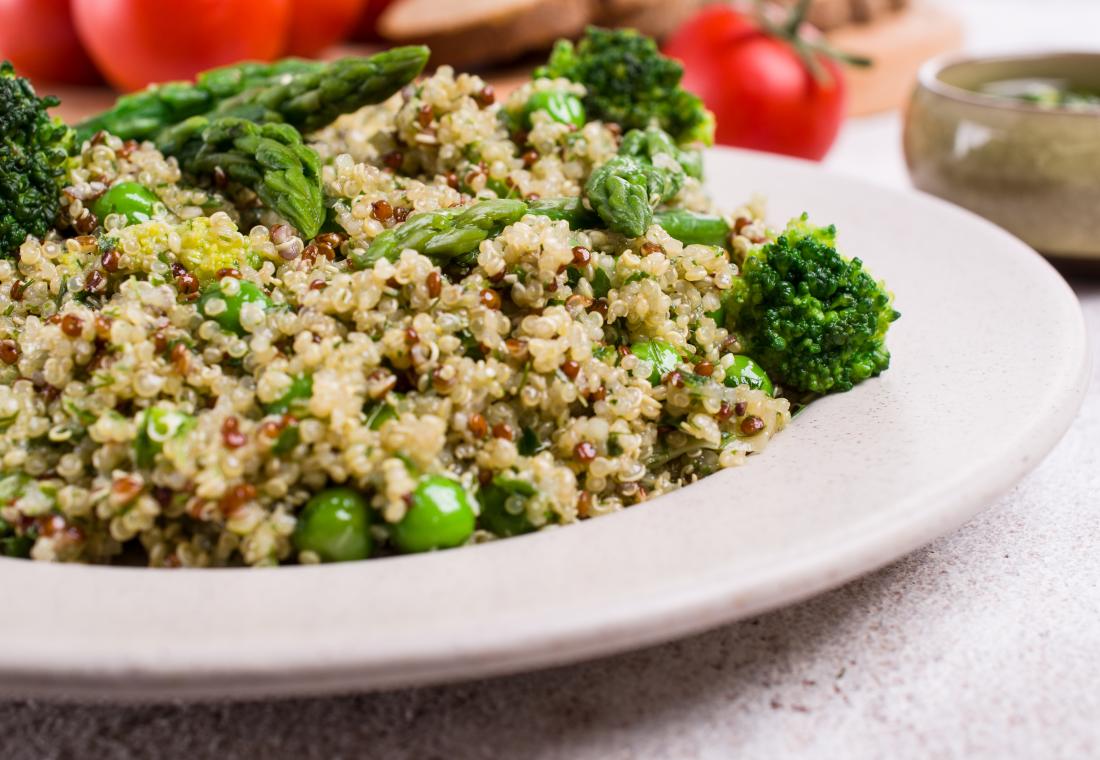 quinoa and vegetables on a plate which are slow release carbs