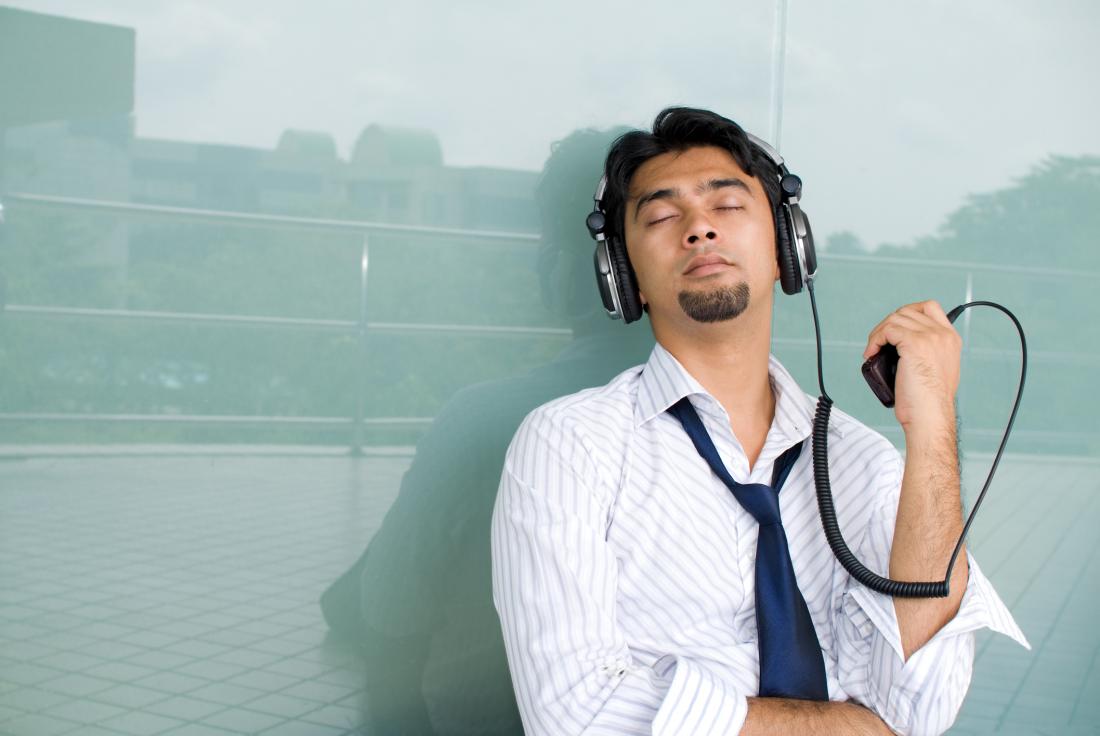 man listening to music