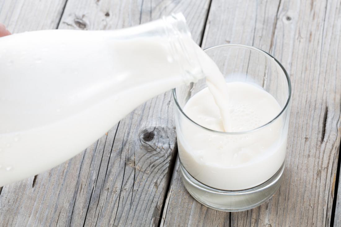 milk being poured into a glass