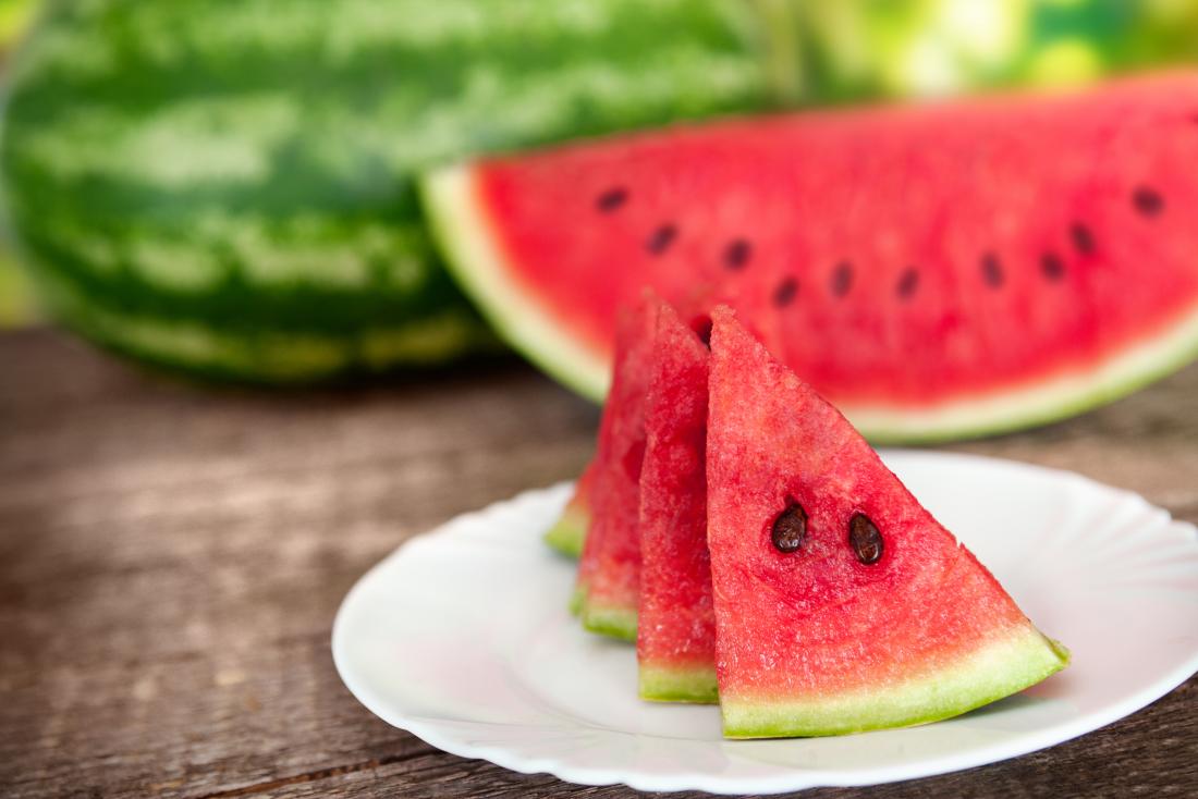 Watermelon pieces on a plate