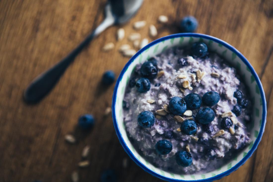 oatmeal topped with blueberries