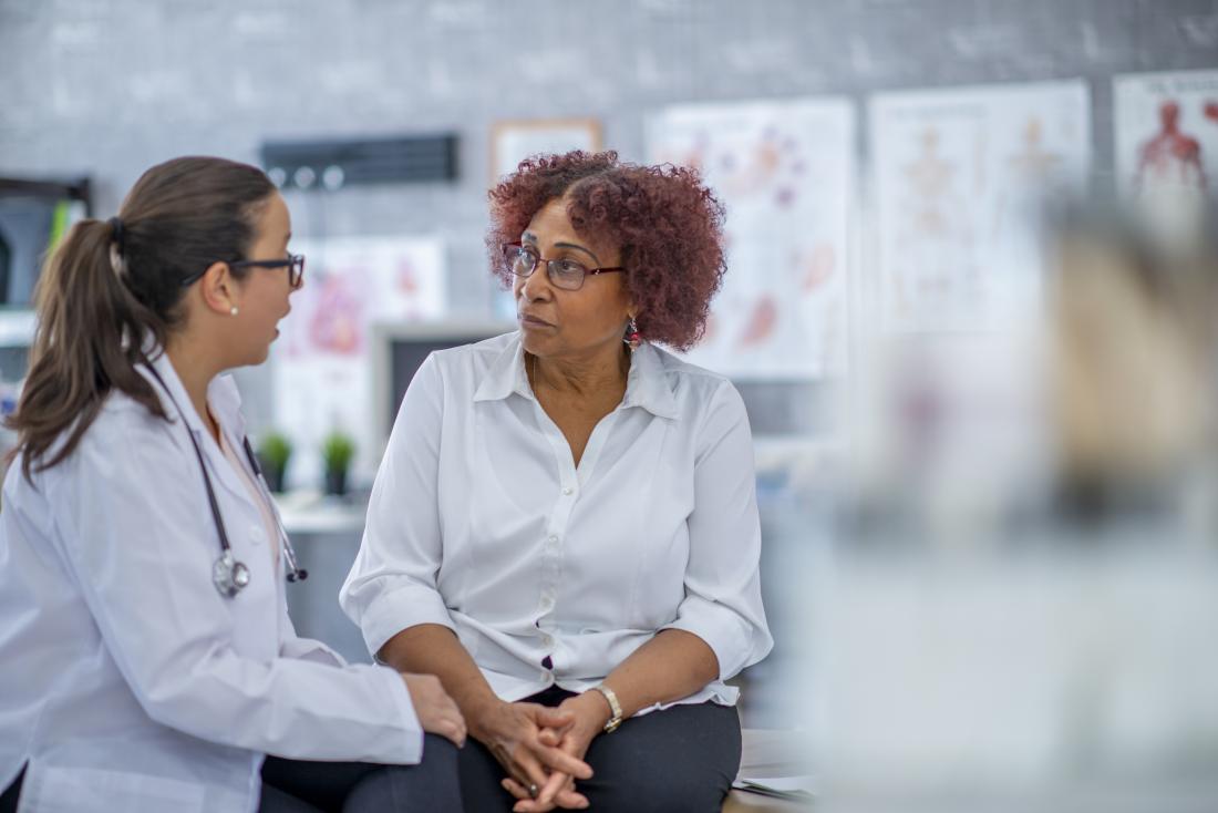 doctor and patient discussing mucinous carcinoma