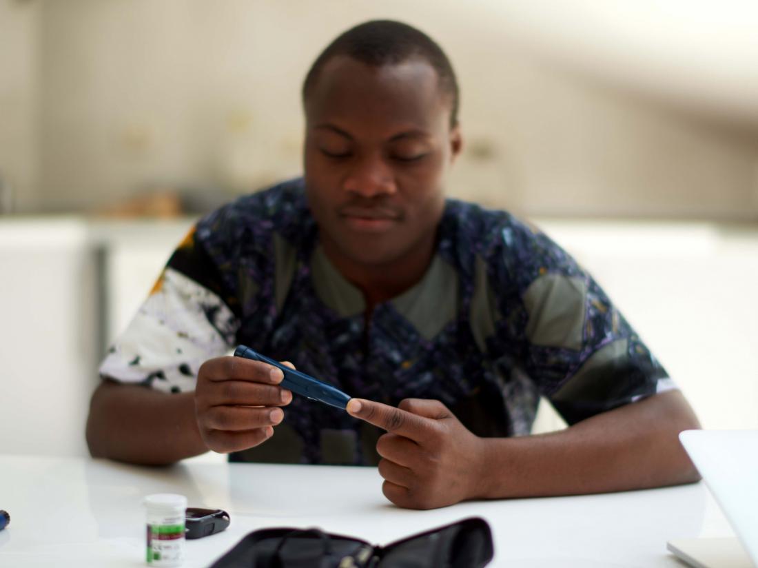 man doing diabetes self management