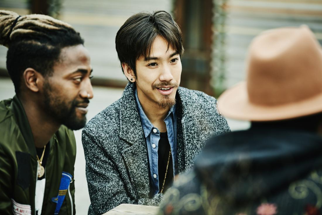 happy group of people chatting