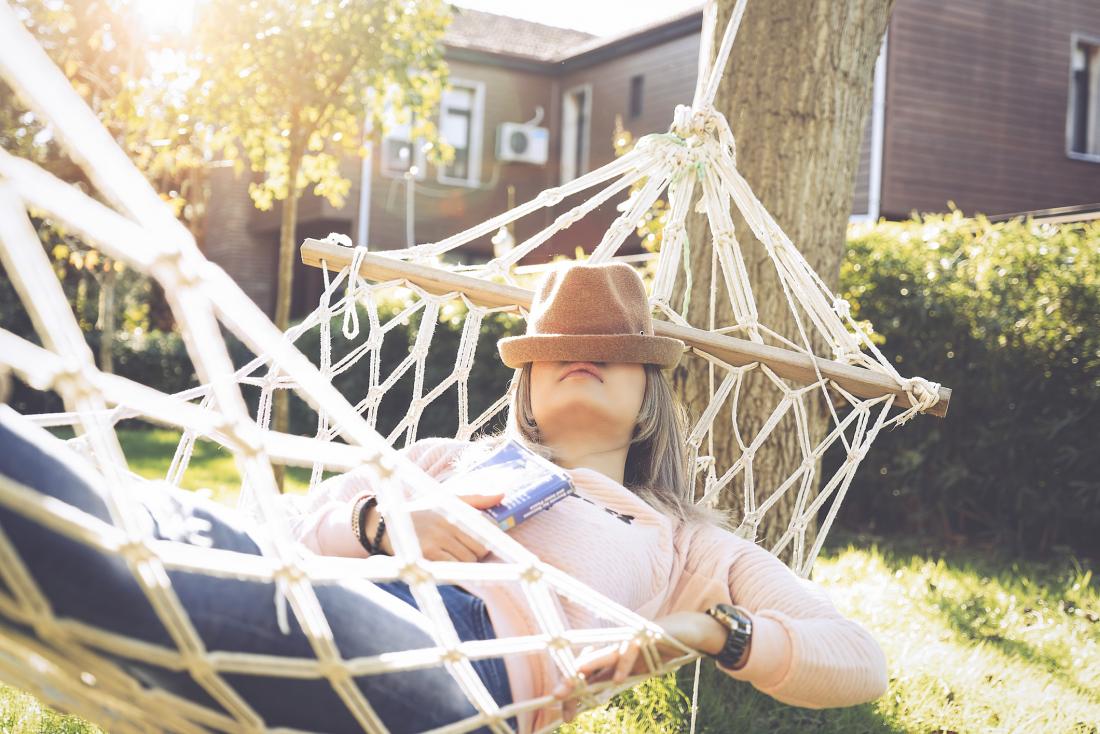 woman napping in hammock