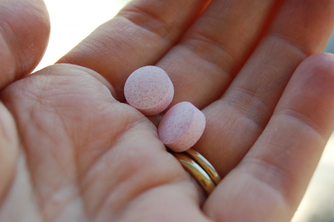 Pepto Bismol in chewable tablet form.