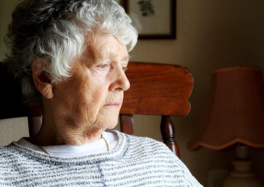 older woman looking into the far distance