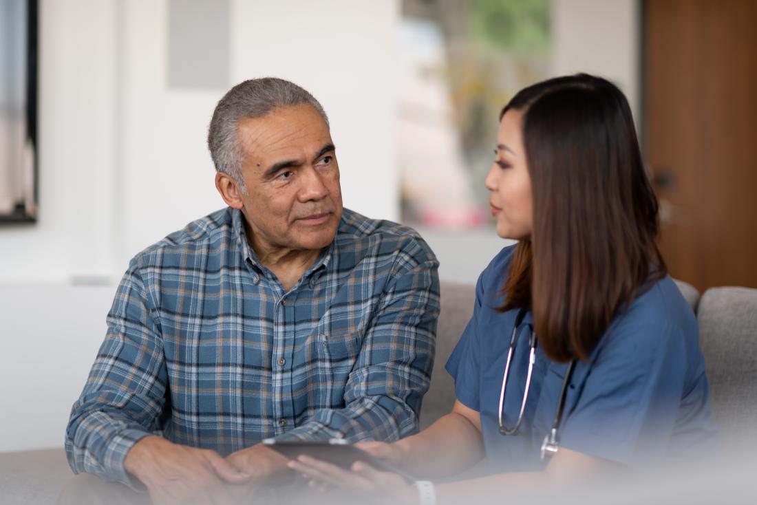 a doctor discusses alternatives to a prostate biopsy with a patient